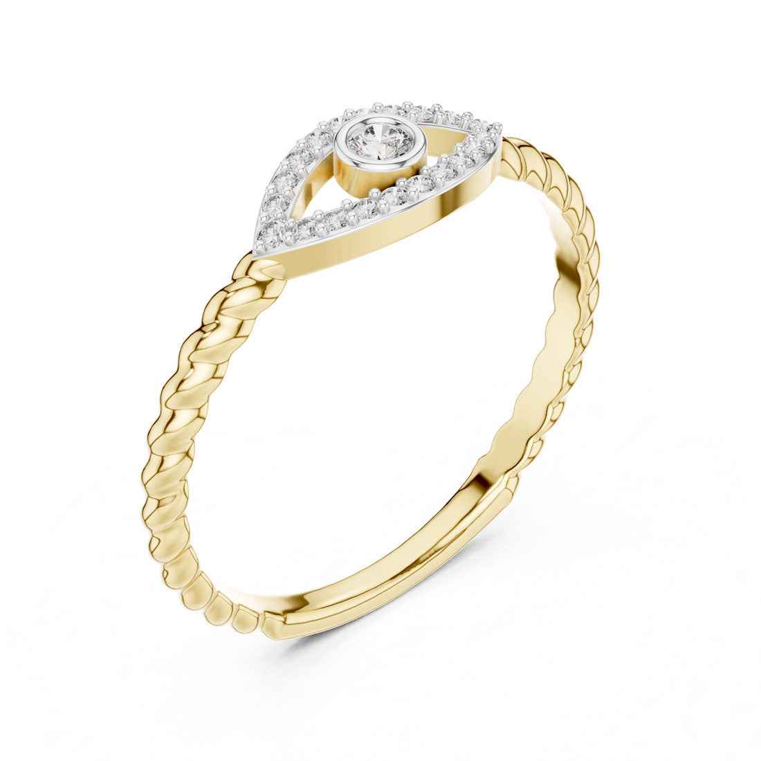 .10 Ct. Evil Eye Diamond Ring with Rope Shank (12#10014@L)