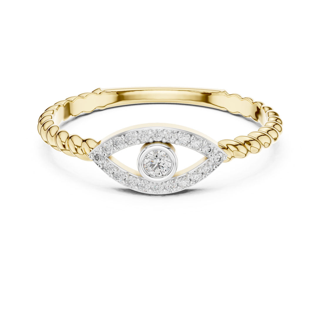 .10 Ct. Evil Eye Diamond Ring with Rope Shank (12#10014@L)