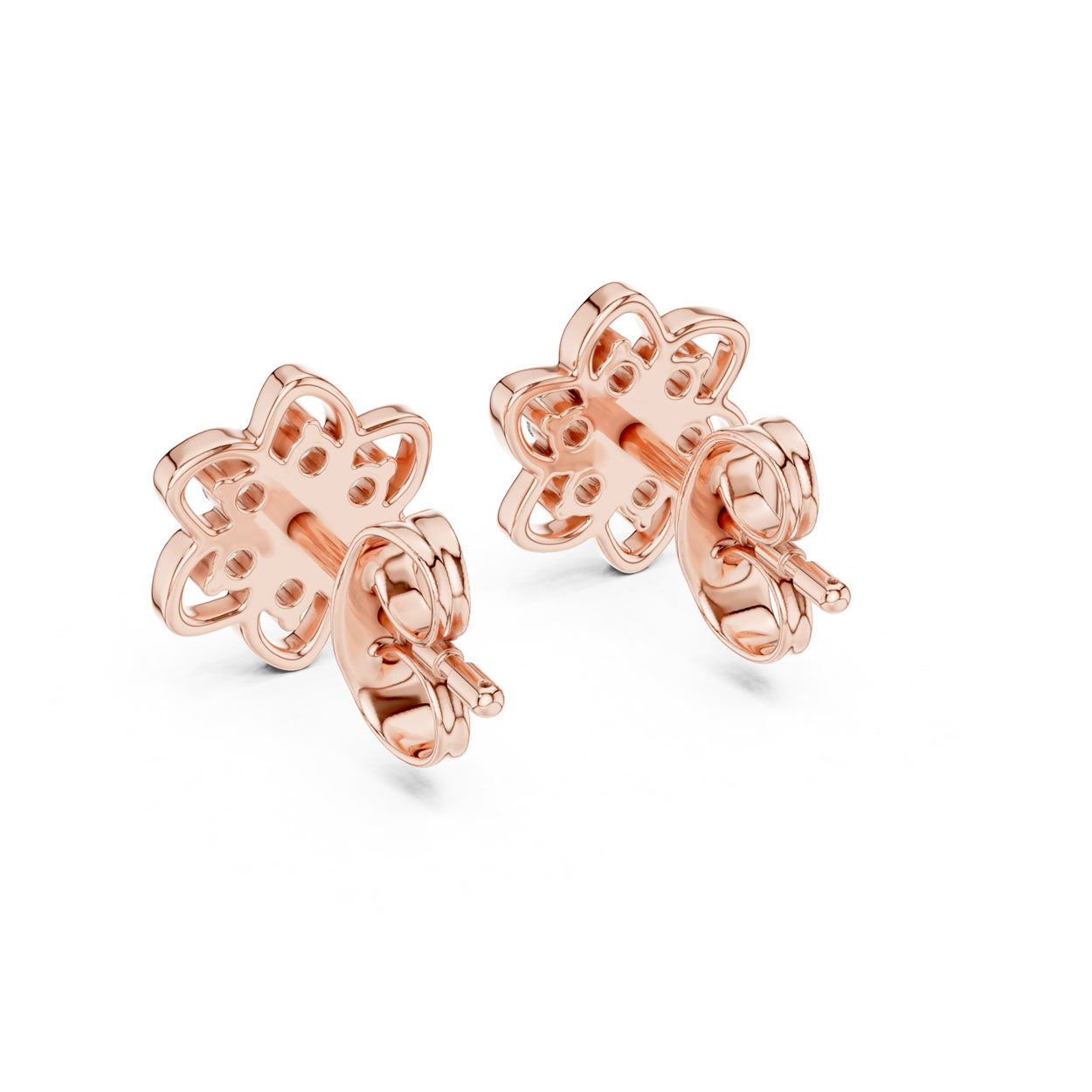 .17 Ct.  Floral Diamond Cluster Earrings with Open Petal Design (12#10016@E) 10