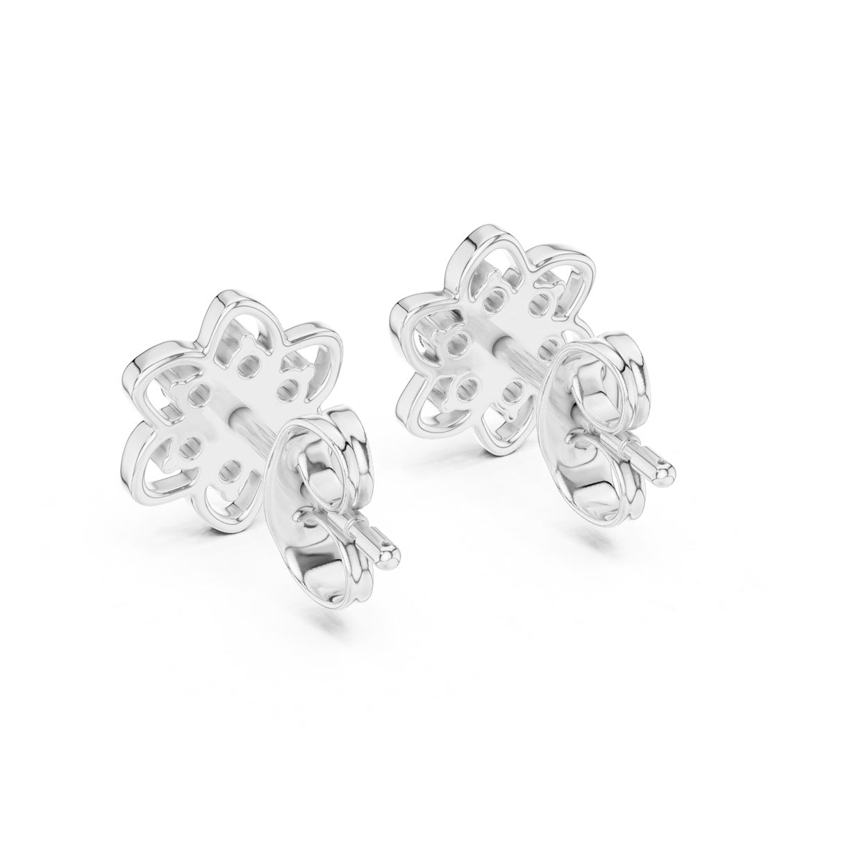 .17 Ct.  Floral Diamond Cluster Earrings with Open Petal Design (12#10016@E) 9
