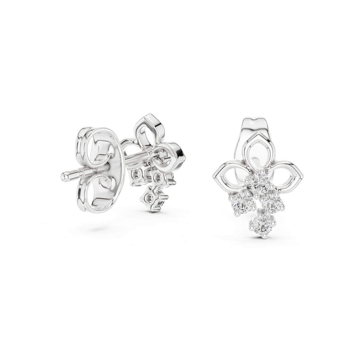 .08 Ct. Petite Fleur Diamond Earrings with Cluster Drop (12#10017@E)