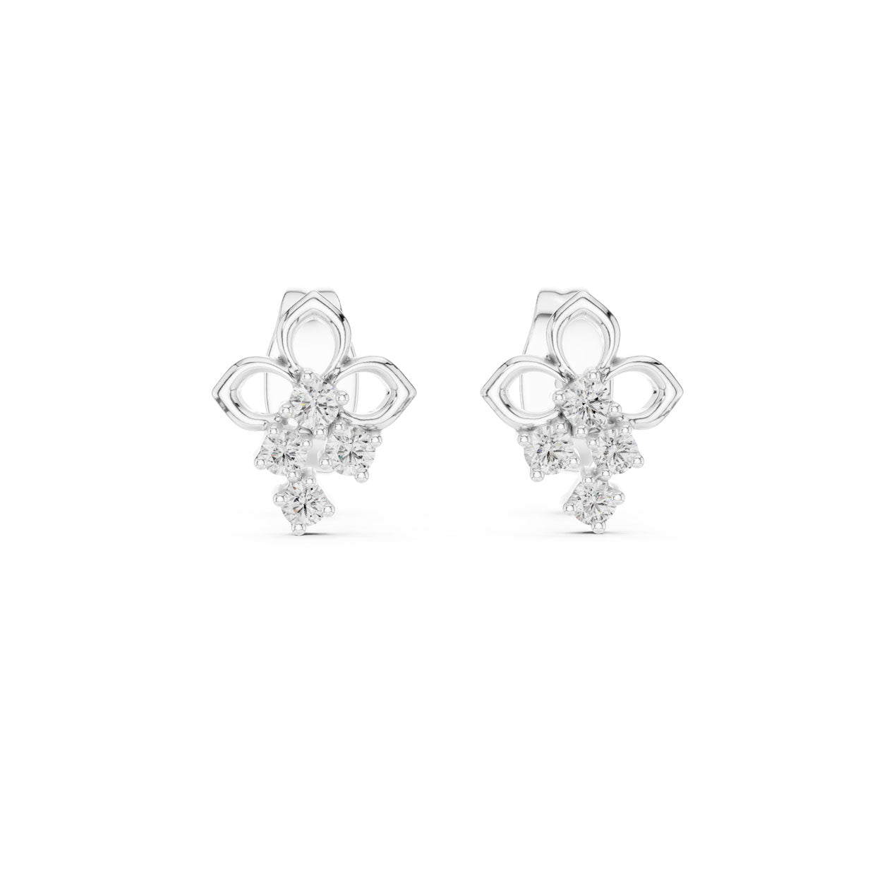 .08 Ct. Petite Fleur Diamond Earrings with Cluster Drop (12#10017@E) 10