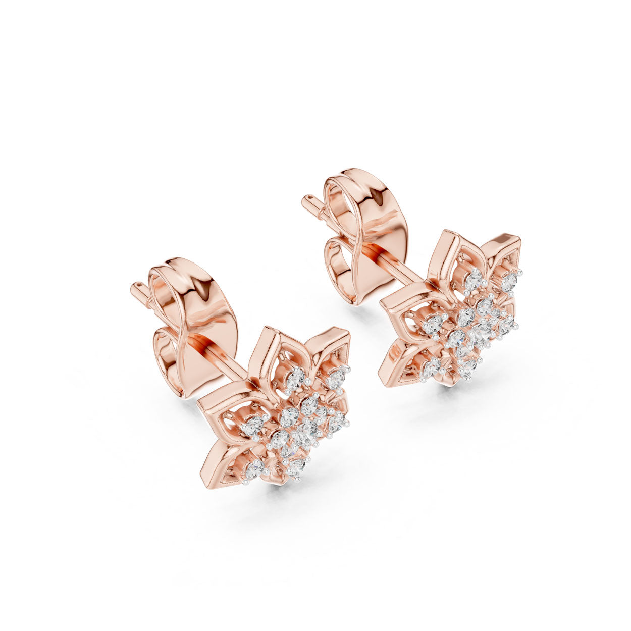 .14 Ct. Floral Diamond Earrings with Open Petal Design (12#10018@E) 9