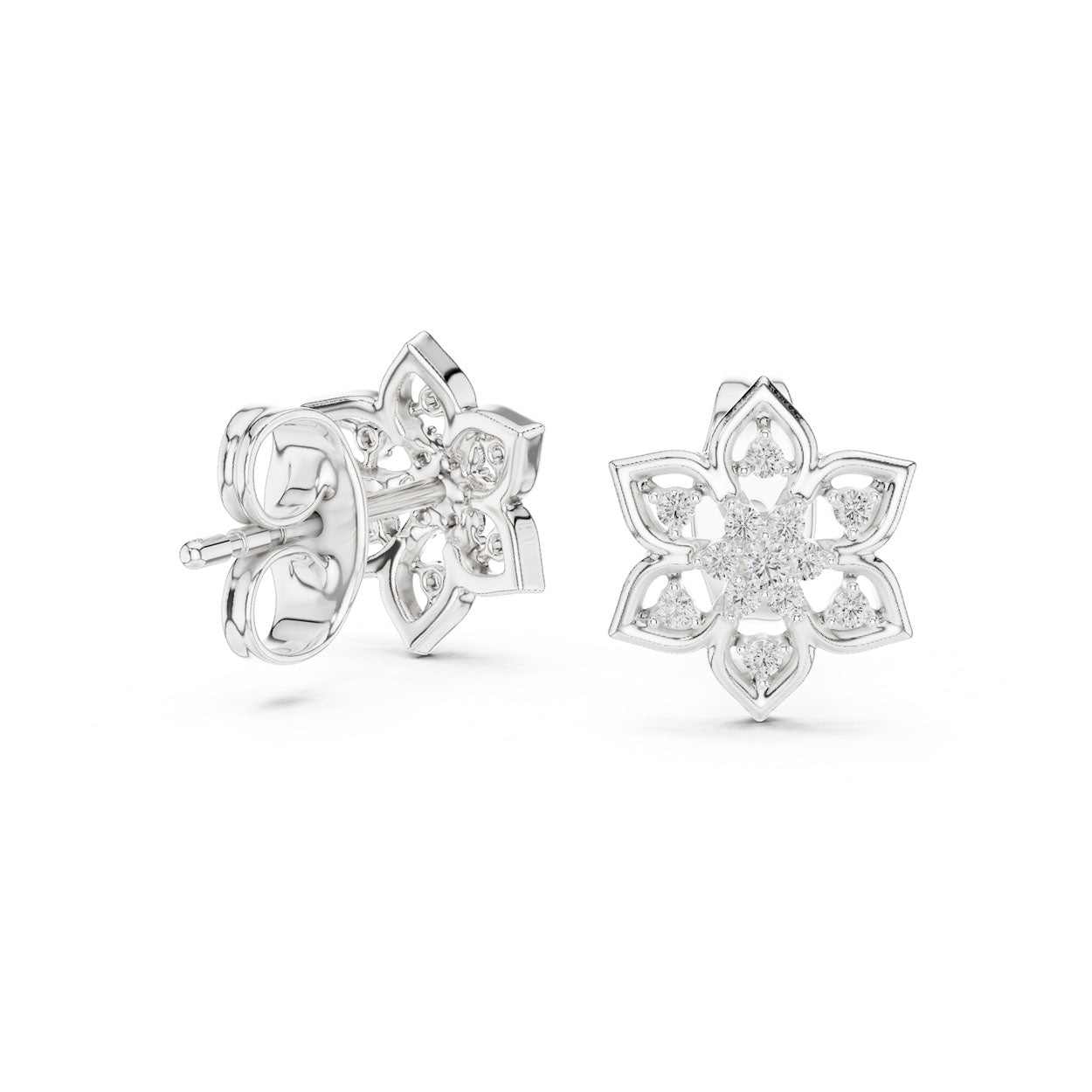 .14 Ct. Floral Diamond Earrings with Open Petal Design (12#10018@E) 7