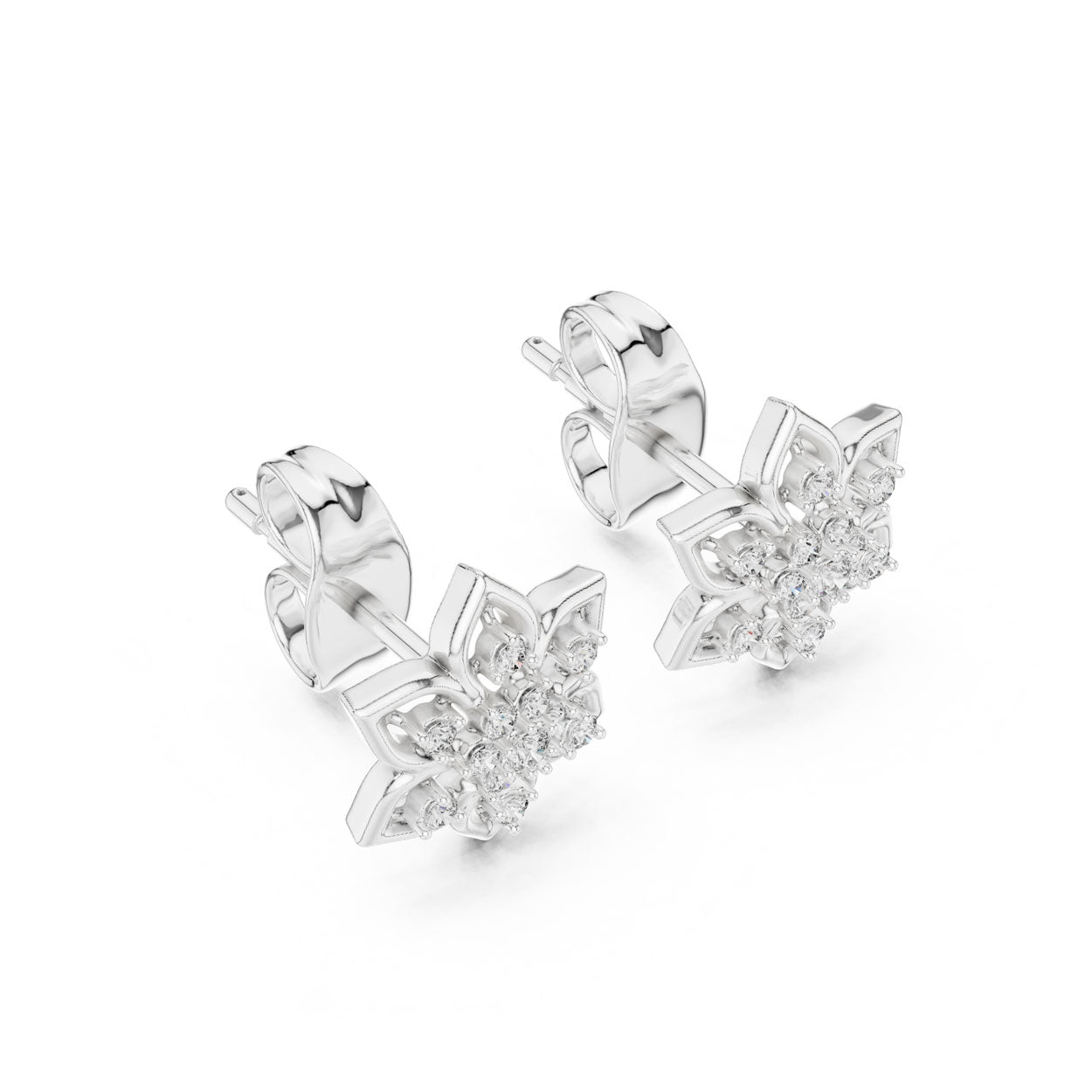 .14 Ct. Floral Diamond Earrings with Open Petal Design (12#10018@E) 6