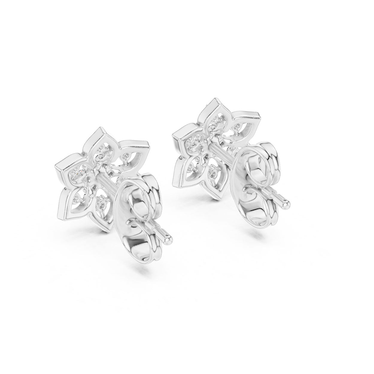 .14 Ct. Floral Diamond Earrings with Open Petal Design (12#10018@E) 8