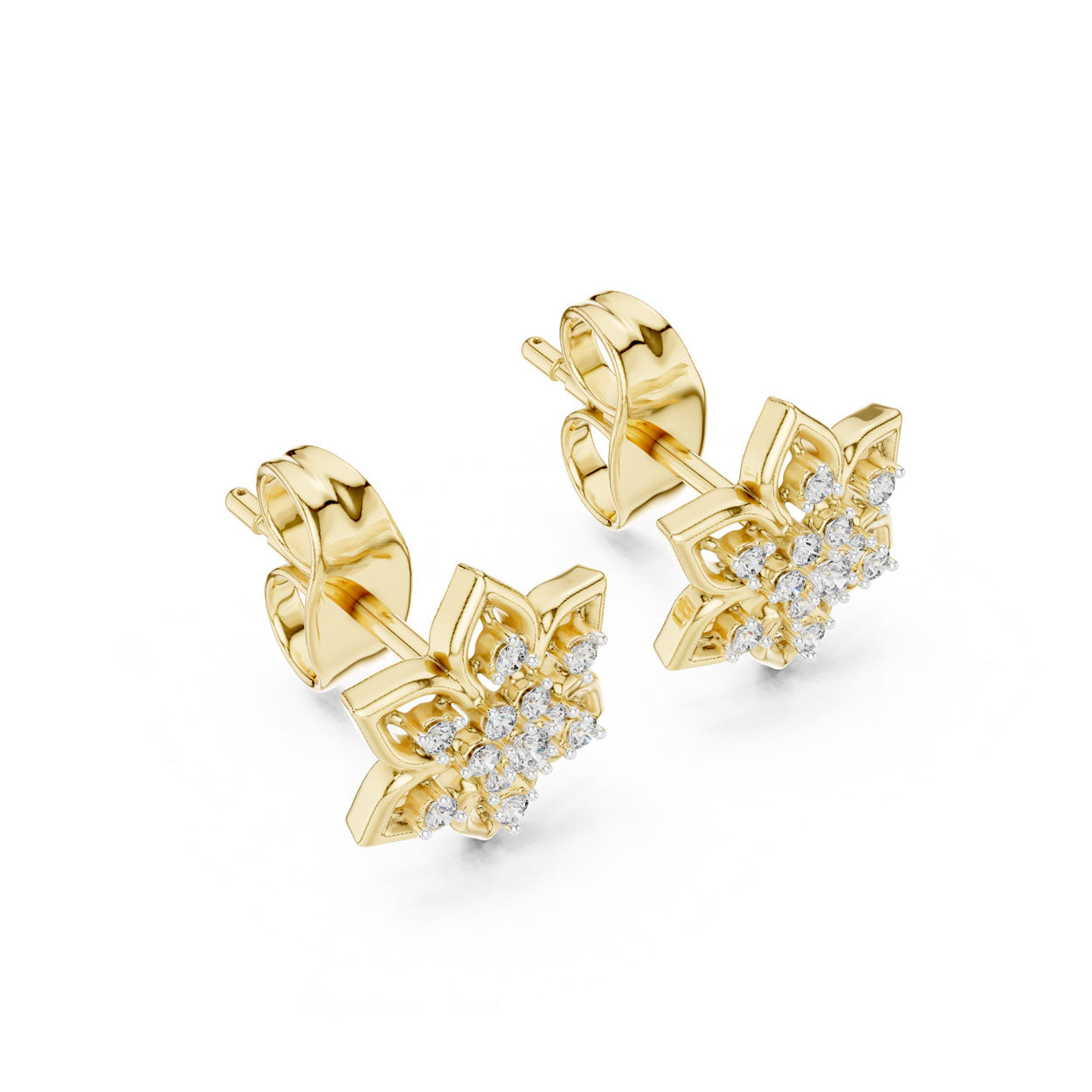 .14 Ct. Floral Diamond Earrings with Open Petal Design (12#10018@E)