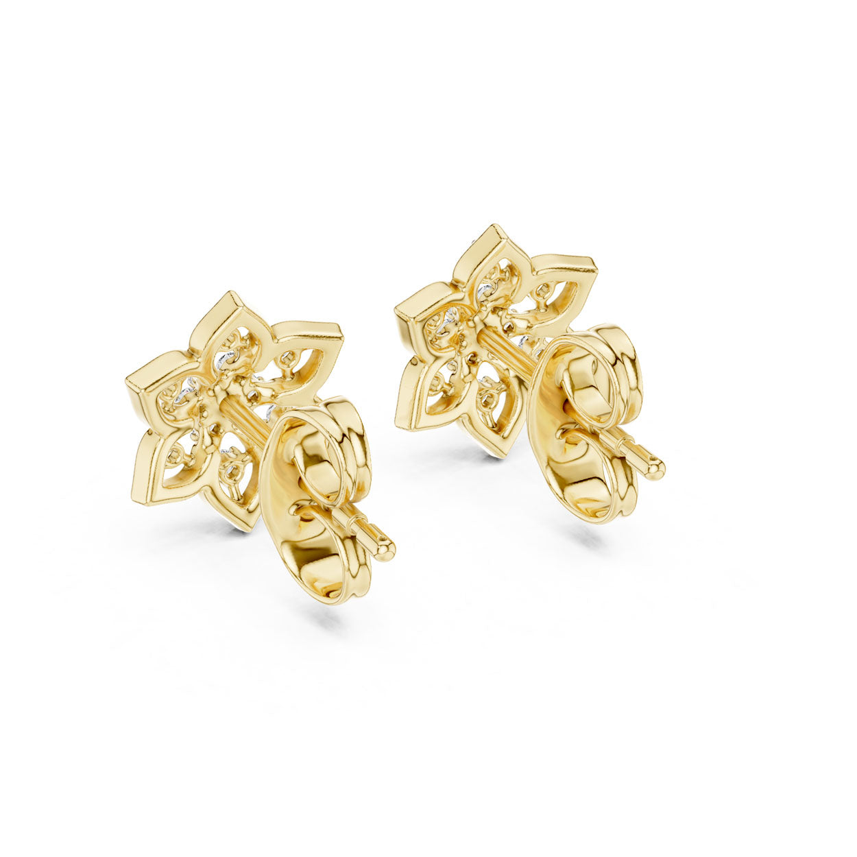 .14 Ct. Floral Diamond Earrings with Open Petal Design (12#10018@E) 5