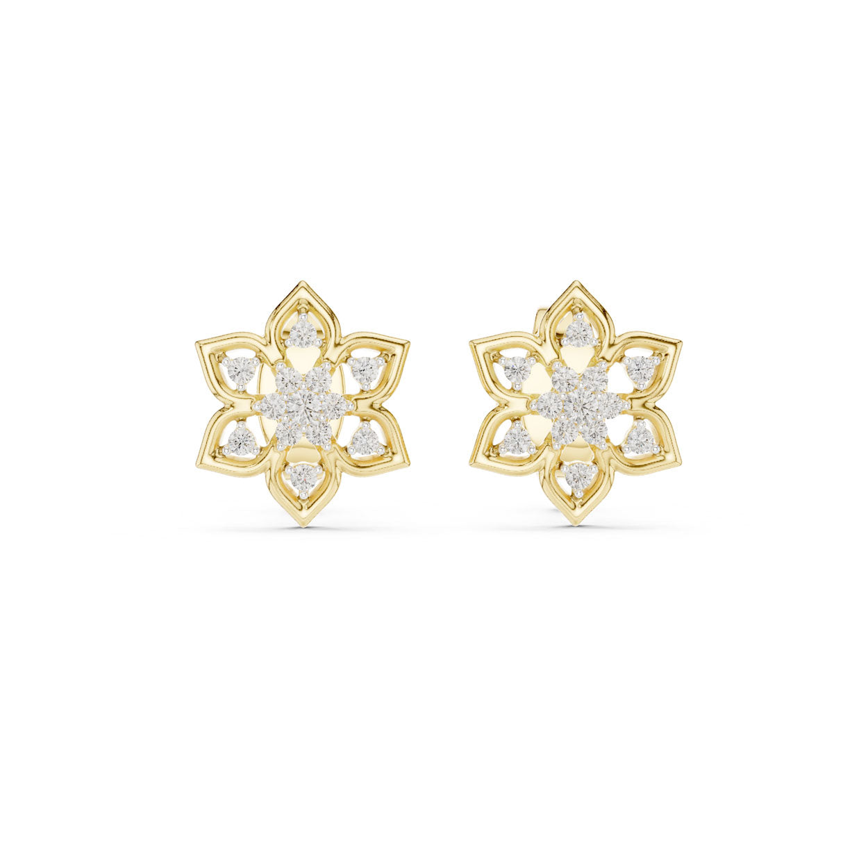 .14 Ct. Floral Diamond Earrings with Open Petal Design (12#10018@E) 4