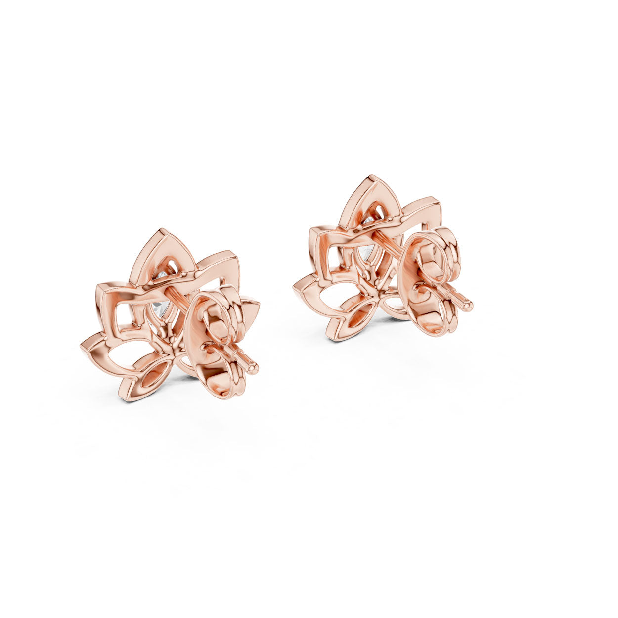 .20 Ct. Marquise Diamond Lotus-Inspired Stud Earrings with Open Petal Frame (12#10019@E) 12