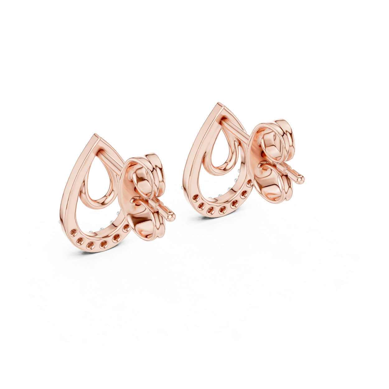 .08 Ct. Interlocking Teardrop Diamond Earrings with Dual-Loop Design (12#10021@E) 9