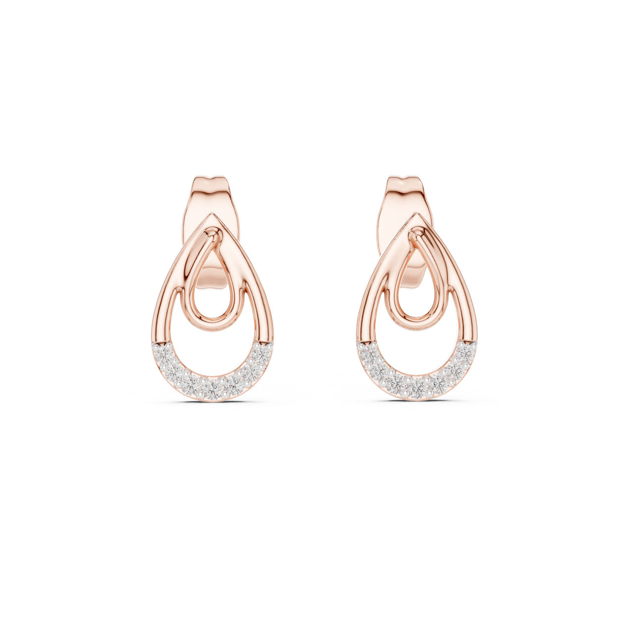 .08 Ct. Interlocking Teardrop Diamond Earrings with Dual-Loop Design (12#10021@E) 6