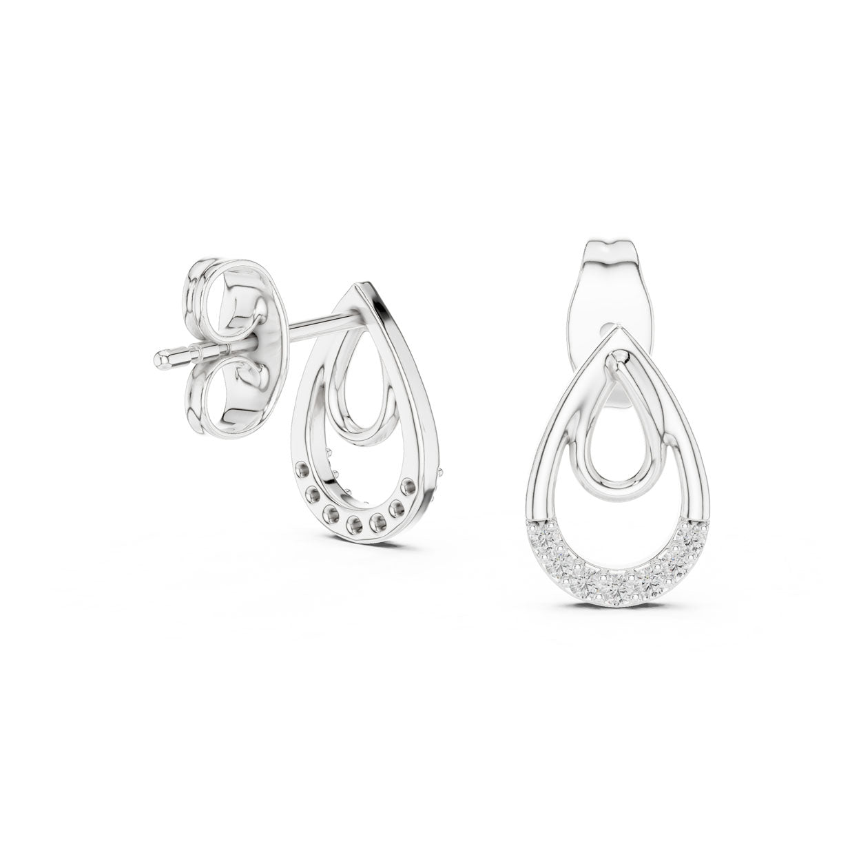 .08 Ct. Interlocking Teardrop Diamond Earrings with Dual-Loop Design (12#10021@E) 11