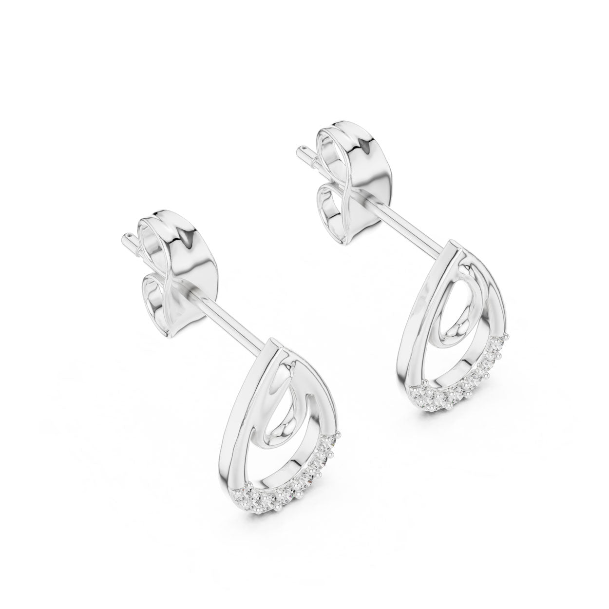 .08 Ct. Interlocking Teardrop Diamond Earrings with Dual-Loop Design (12#10021@E) 10