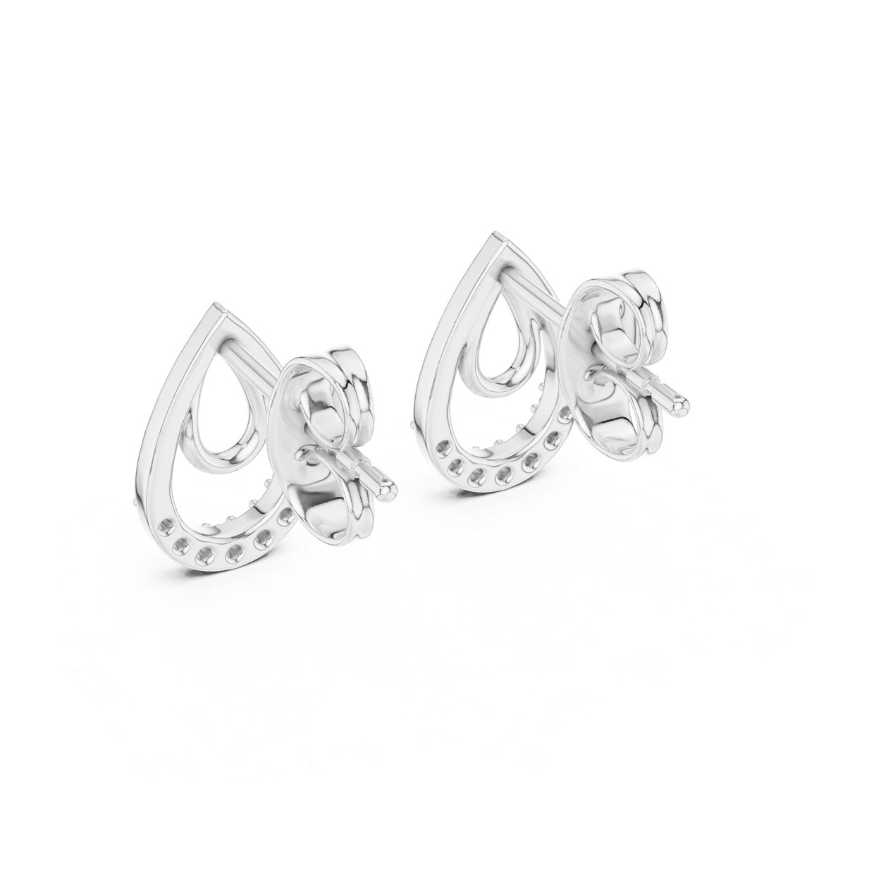 .08 Ct. Interlocking Teardrop Diamond Earrings with Dual-Loop Design (12#10021@E) 12