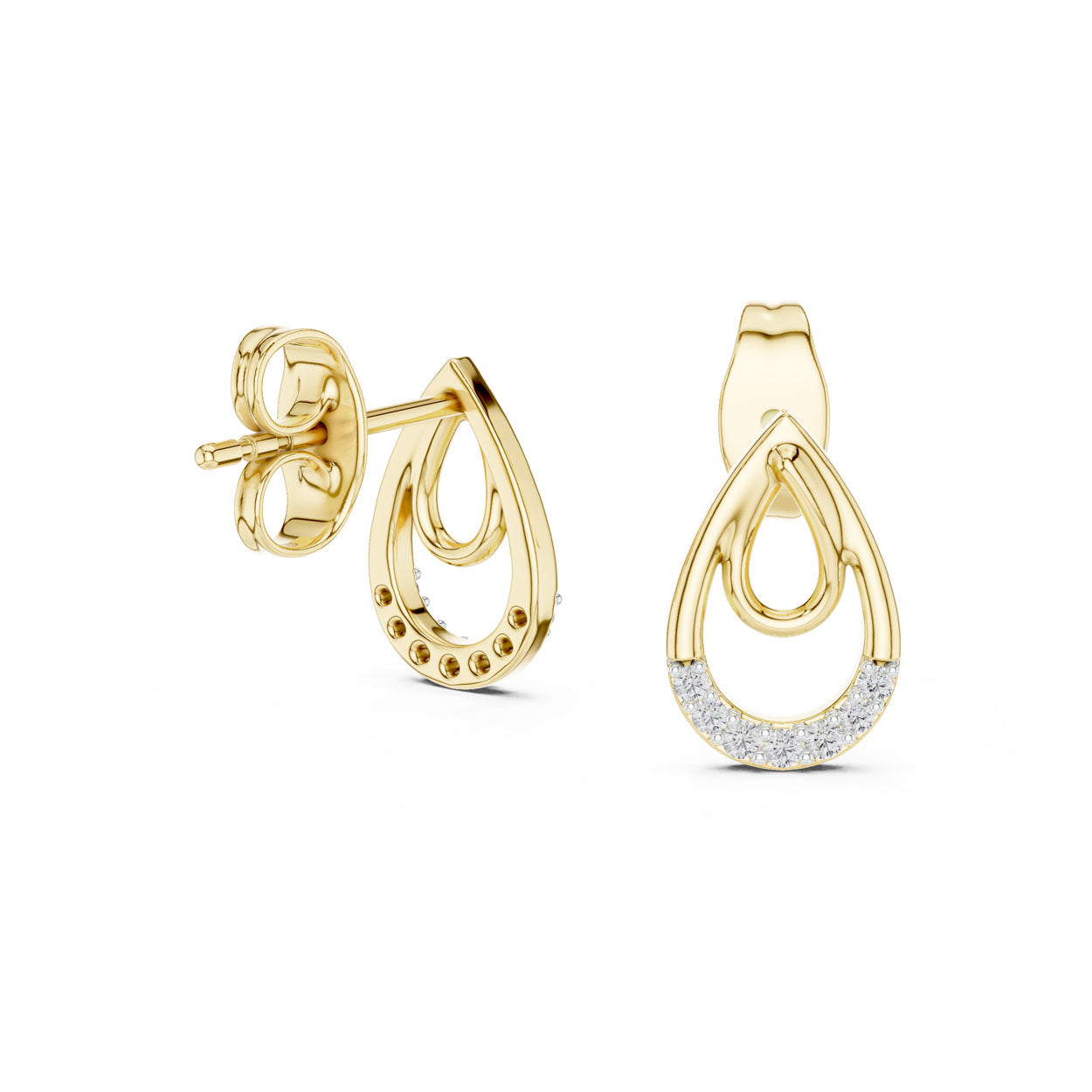 .08 Ct. Interlocking Teardrop Diamond Earrings with Dual-Loop Design (12#10021@E) 3