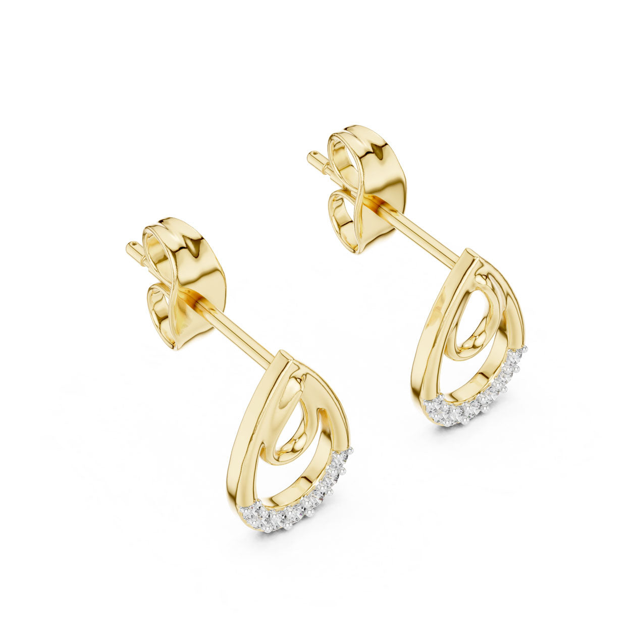 .08 Ct. Interlocking Teardrop Diamond Earrings with Dual-Loop Design (12#10021@E)