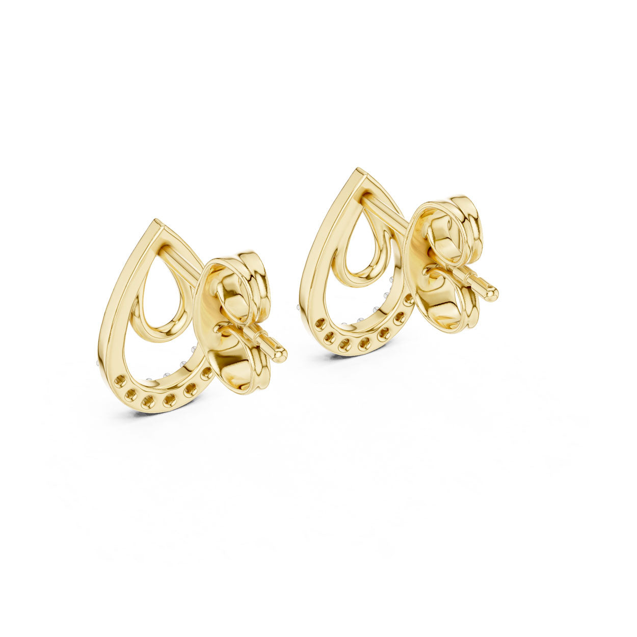 .08 Ct. Interlocking Teardrop Diamond Earrings with Dual-Loop Design (12#10021@E) 5