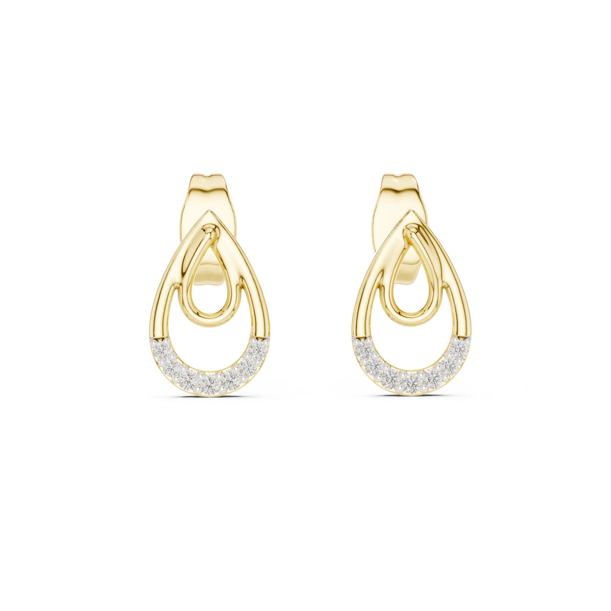 .08 Ct. Interlocking Teardrop Diamond Earrings with Dual-Loop Design (12#10021@E) 4