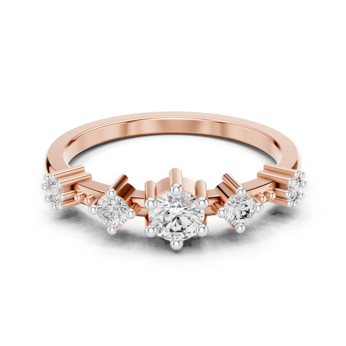 .52 Ct. Round Diamond Ring with Side Stone Accents and Geometric Setting (12#10021@L) 7
