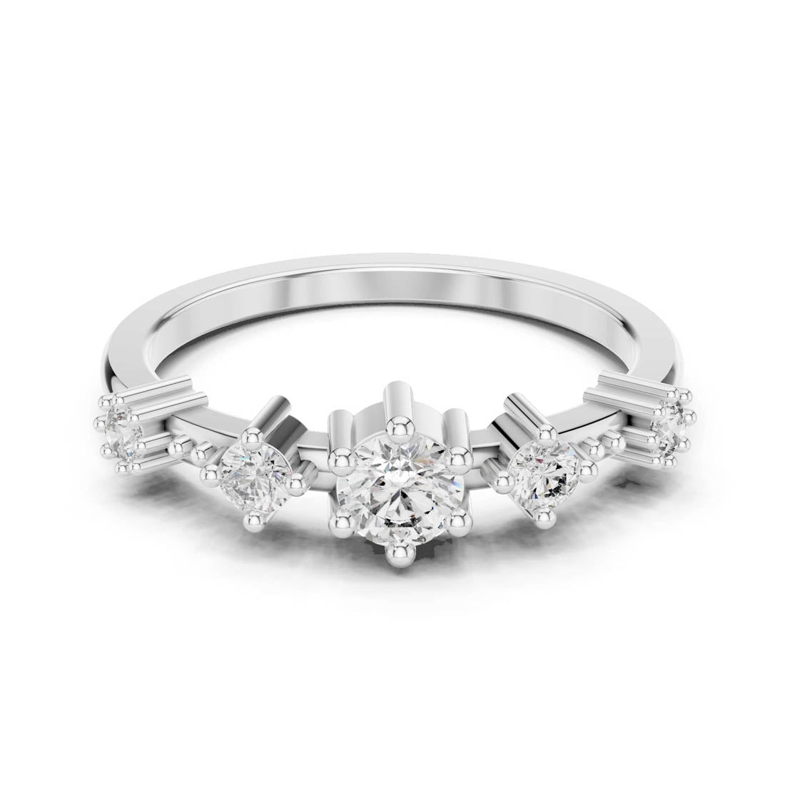 .52 Ct. Round Diamond Ring with Side Stone Accents and Geometric Setting (12#10021@L)