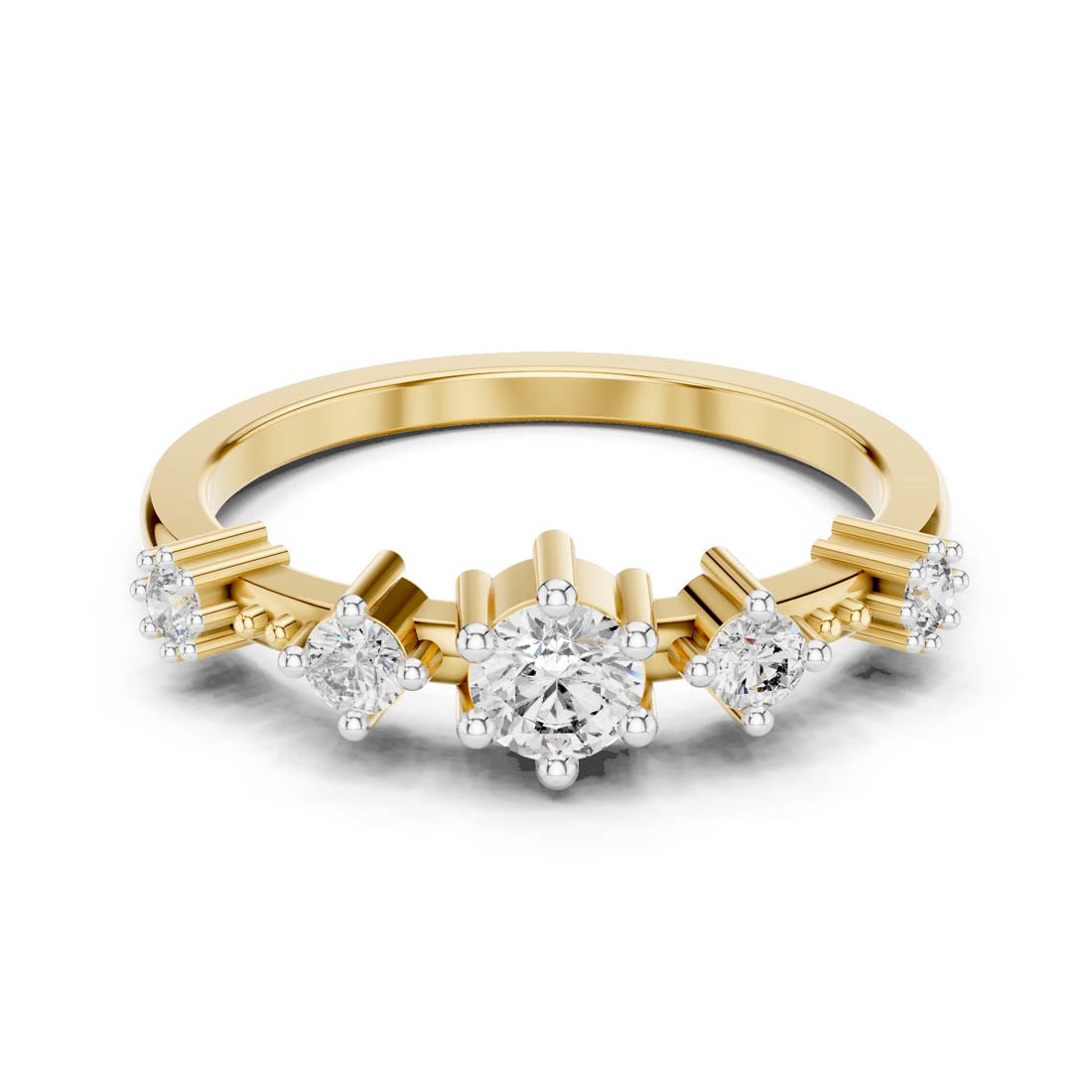 .52 Ct. Round Diamond Ring with Side Stone Accents and Geometric Setting (12#10021@L) 5