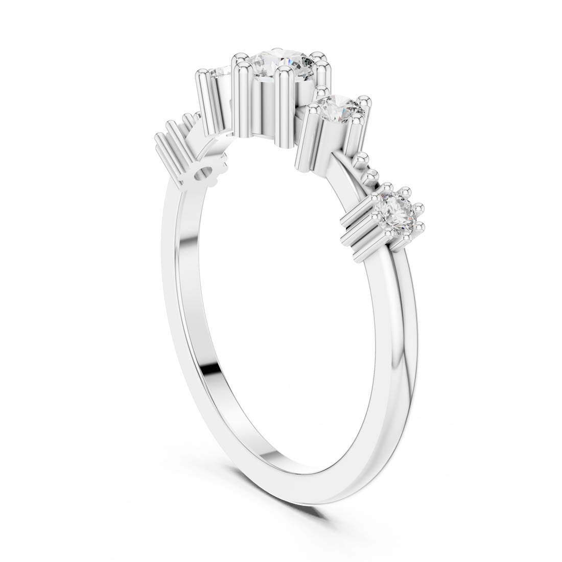 .52 Ct. Round Diamond Ring with Side Stone Accents and Geometric Setting (12#10021@L) 10