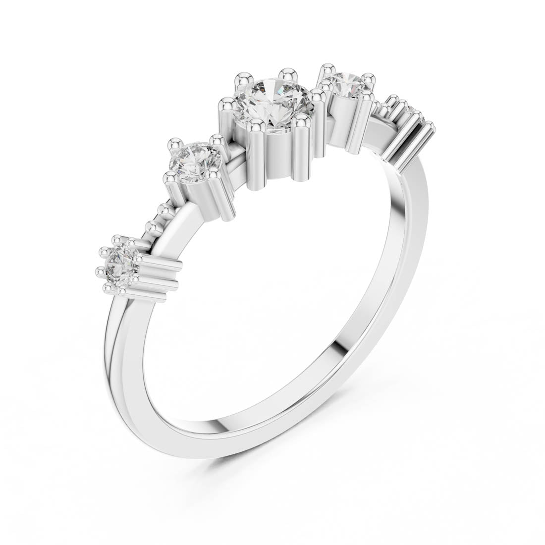 .52 Ct. Round Diamond Ring with Side Stone Accents and Geometric Setting (12#10021@L) 6