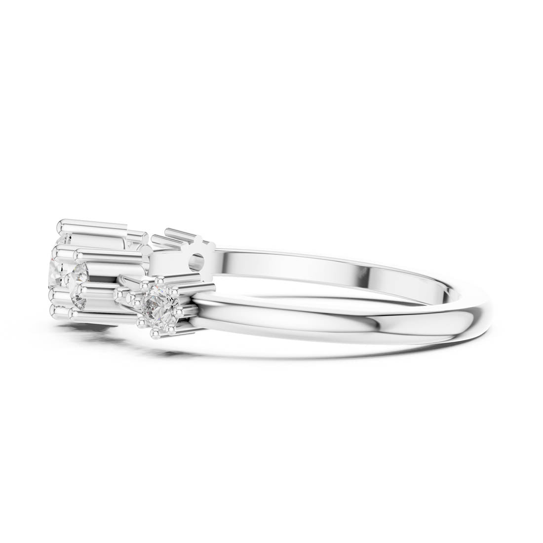 .52 Ct. Round Diamond Ring with Side Stone Accents and Geometric Setting (12#10021@L) 12