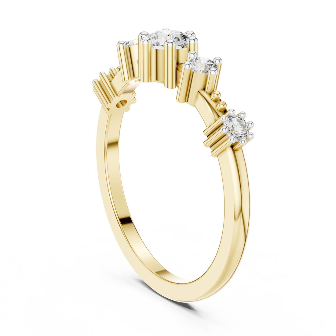 .52 Ct. Round Diamond Ring with Side Stone Accents and Geometric Setting (12#10021@L) 3