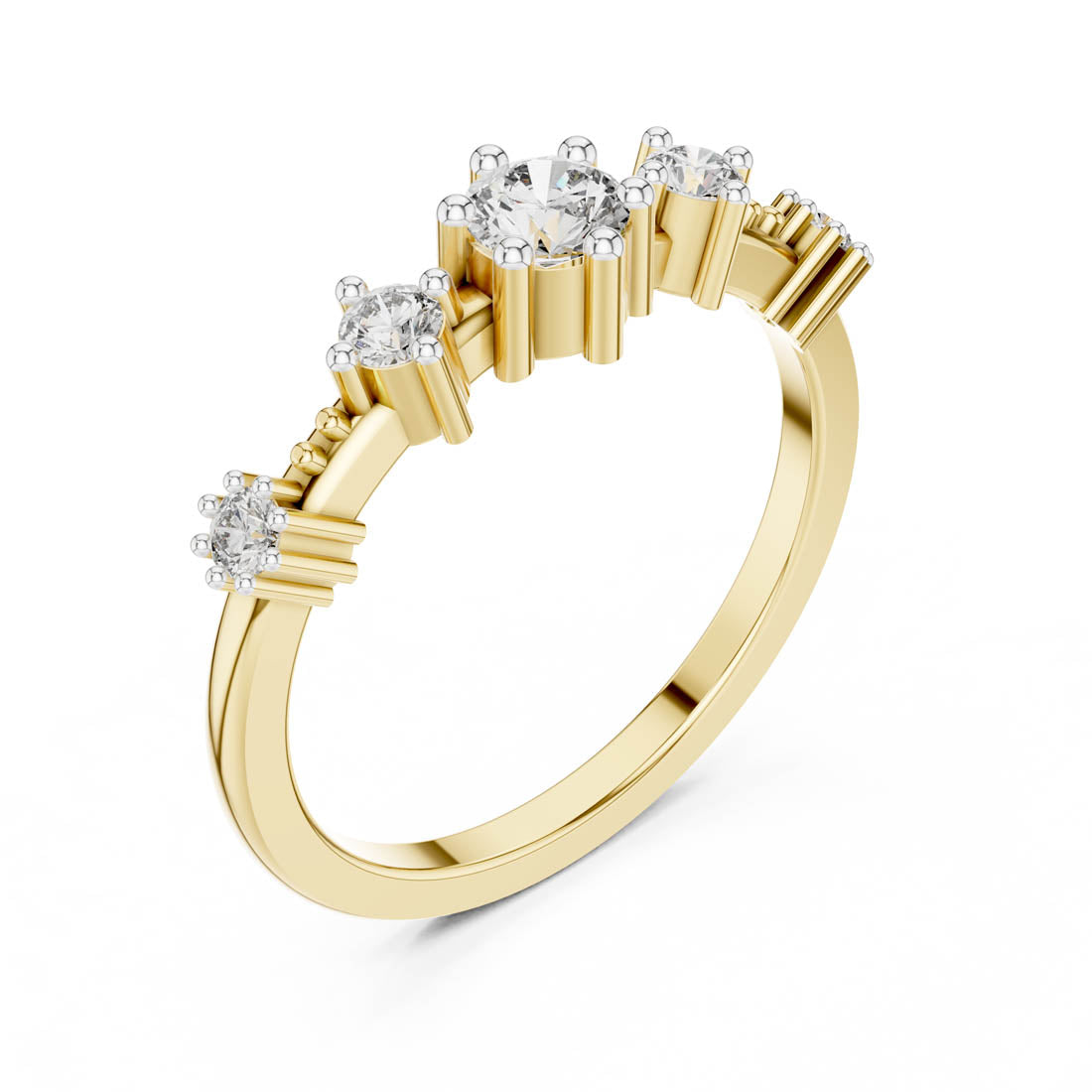 .52 Ct. Round Diamond Ring with Side Stone Accents and Geometric Setting (12#10021@L)