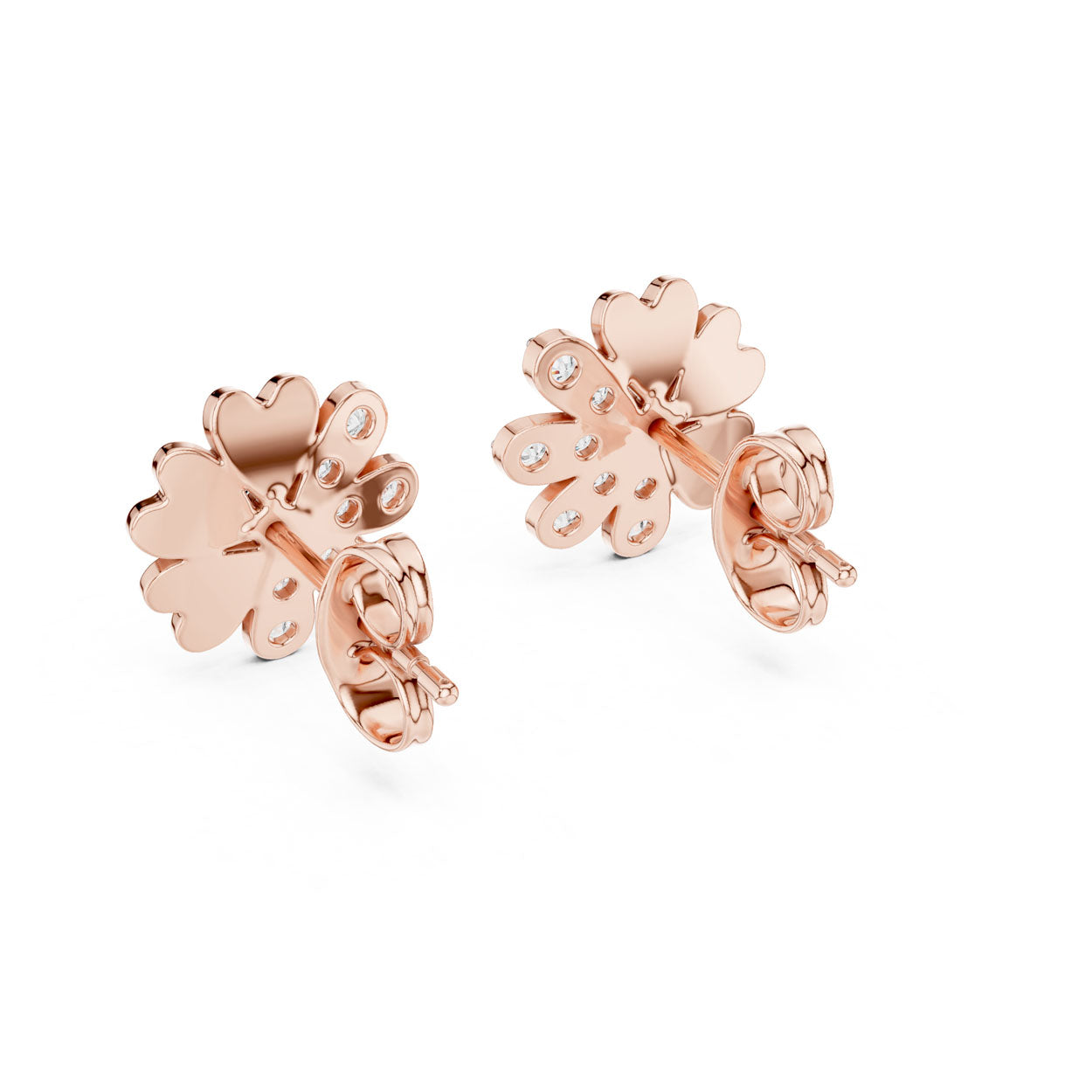 .35 Ct. Petal-Form Diamond Blossom Earrings with Sculpted Gold Accents (12#10022@E) 12