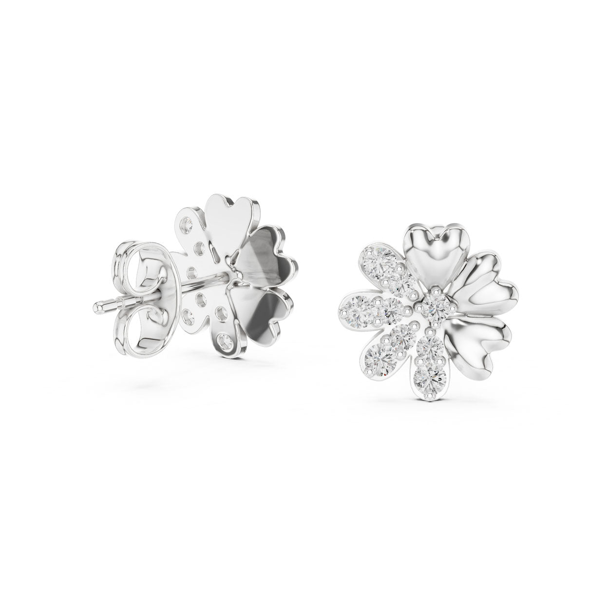 .35 Ct. Petal-Form Diamond Blossom Earrings with Sculpted Gold Accents (12#10022@E) 9