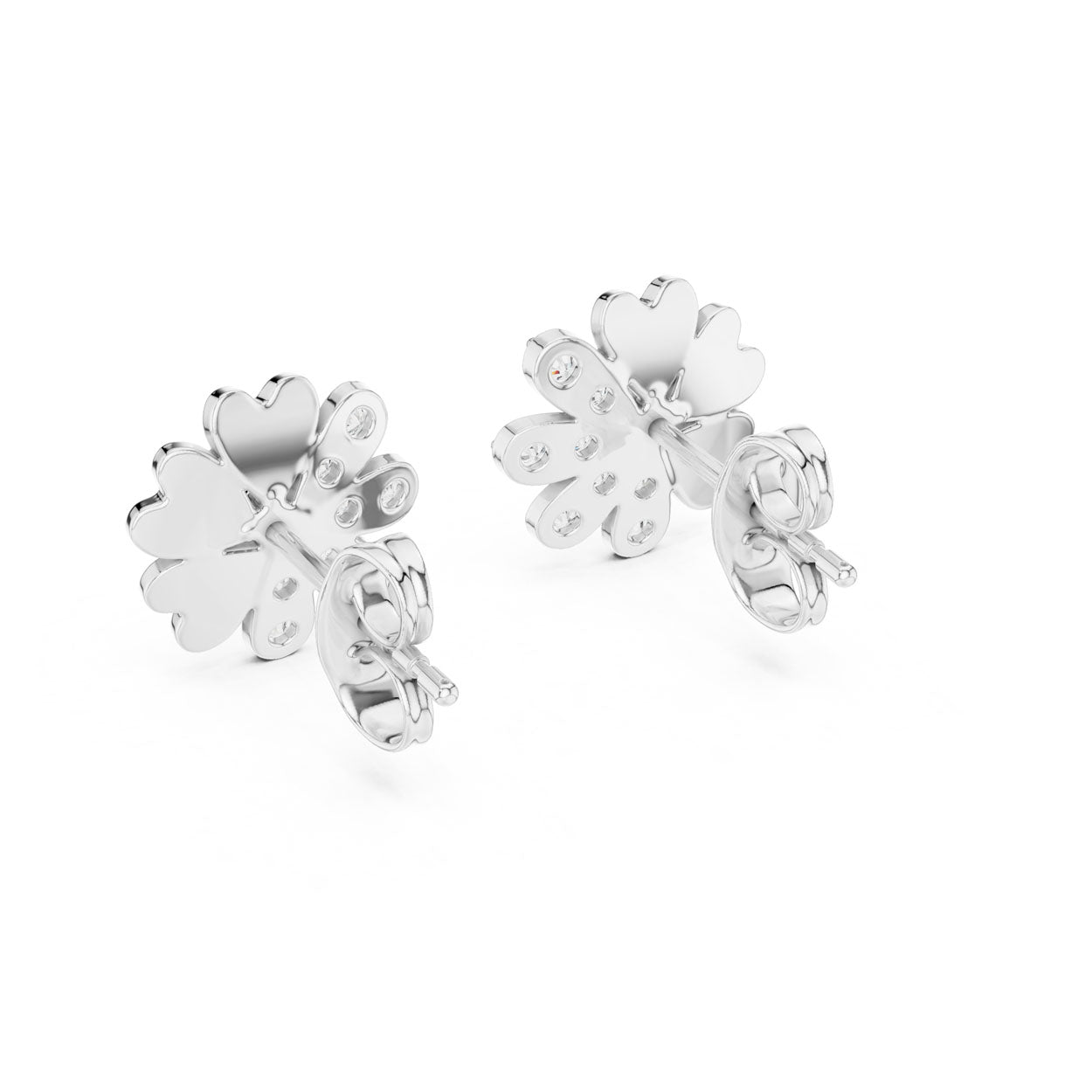 .35 Ct. Petal-Form Diamond Blossom Earrings with Sculpted Gold Accents (12#10022@E) 11