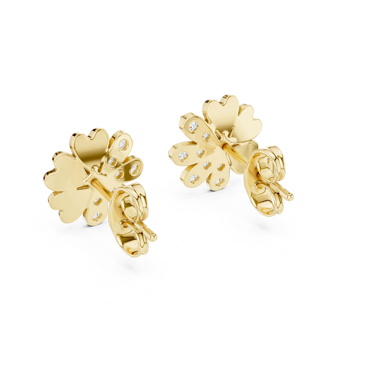 .35 Ct. Petal-Form Diamond Blossom Earrings with Sculpted Gold Accents (12#10022@E) 4