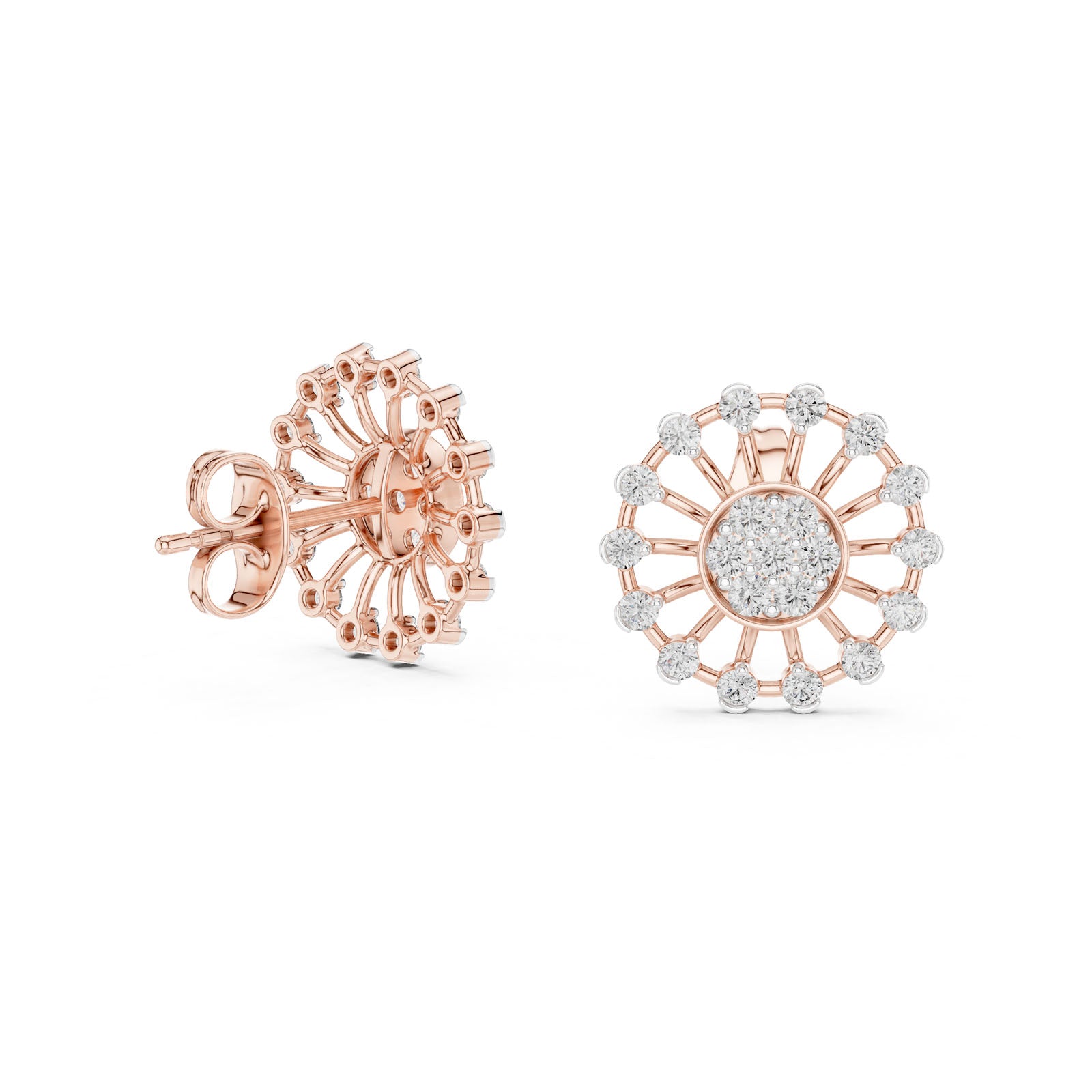 .70 Ct. Sunburst Diamond Earrings (12#10024@E) 4