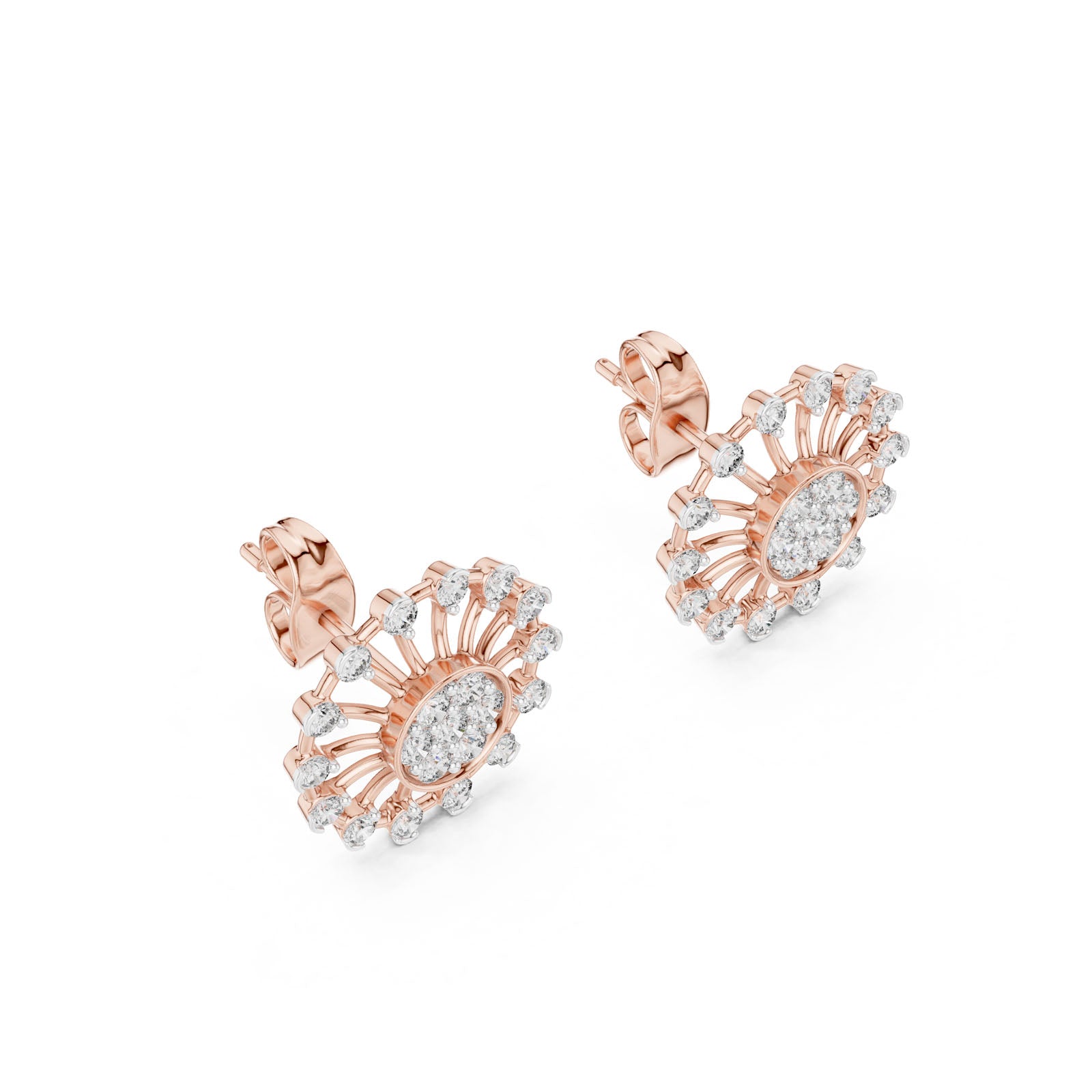 .70 Ct. Sunburst Diamond Earrings (12#10024@E) 3
