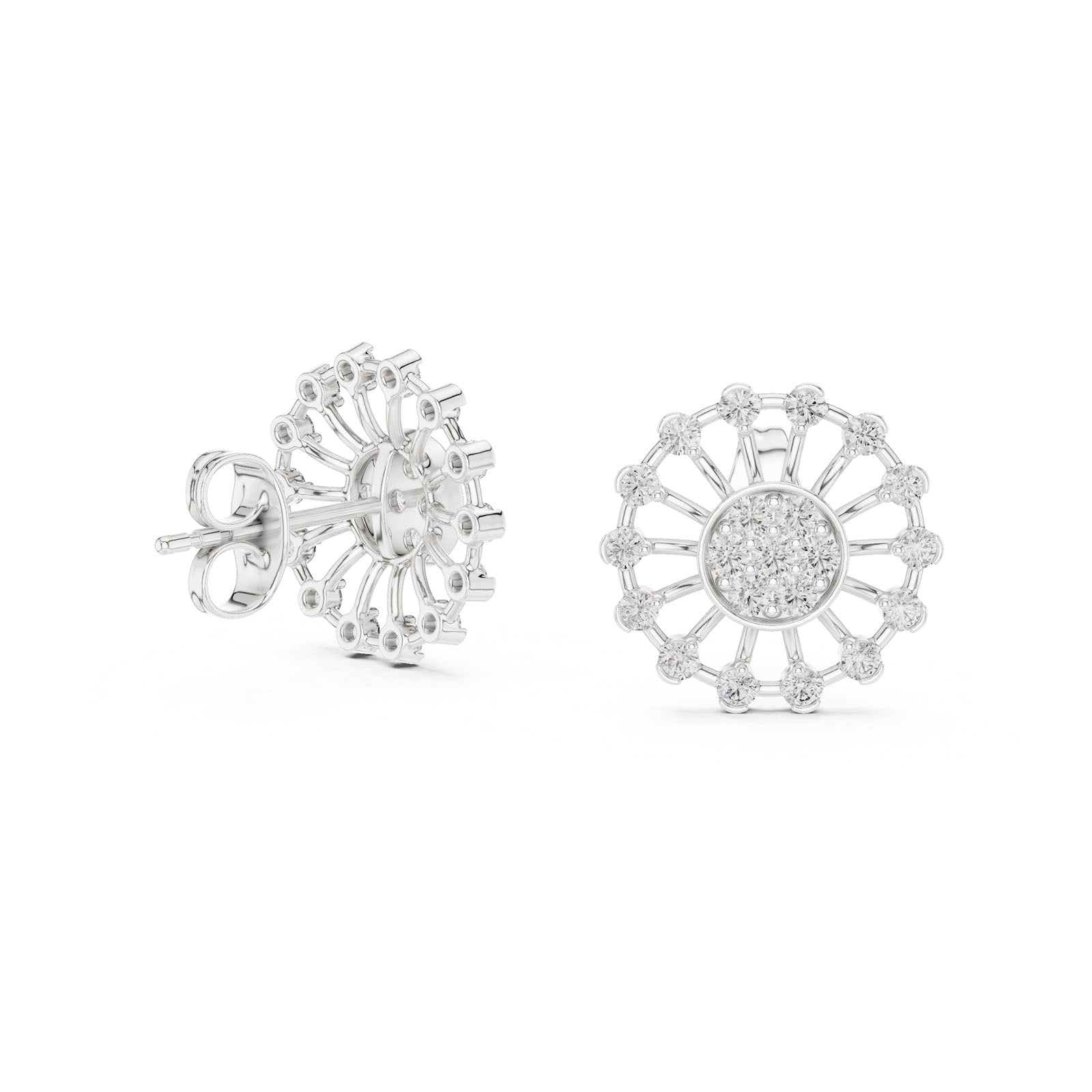 .70 Ct. Sunburst Diamond Earrings (12#10024@E) 5