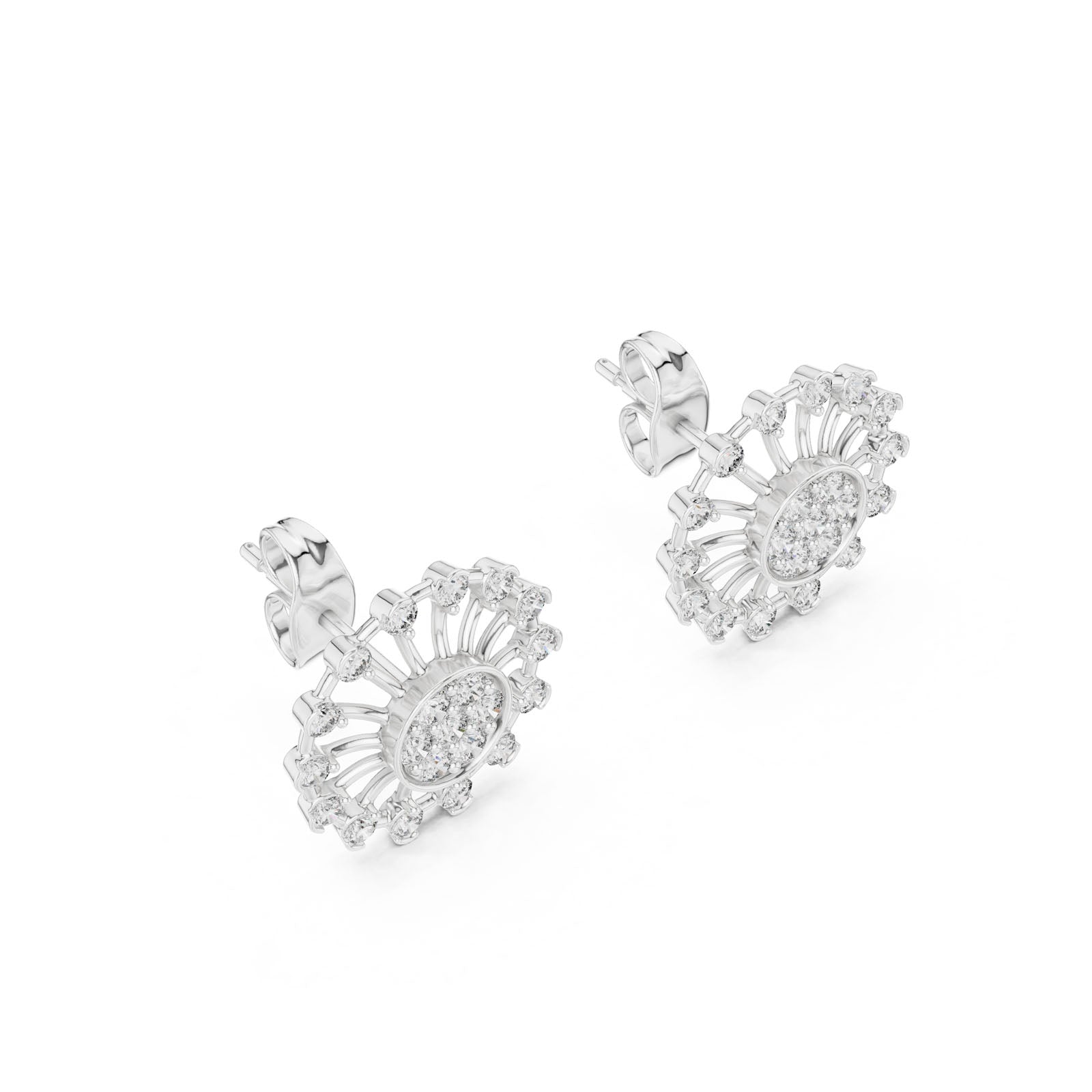 .70 Ct. Sunburst Diamond Earrings (12#10024@E) 6