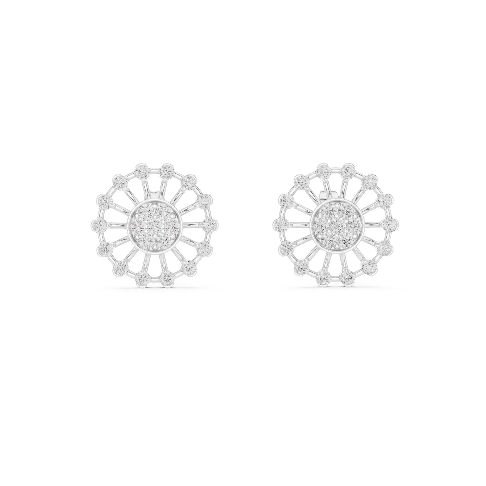 .70 Ct. Sunburst Diamond Earrings (12#10024@E)