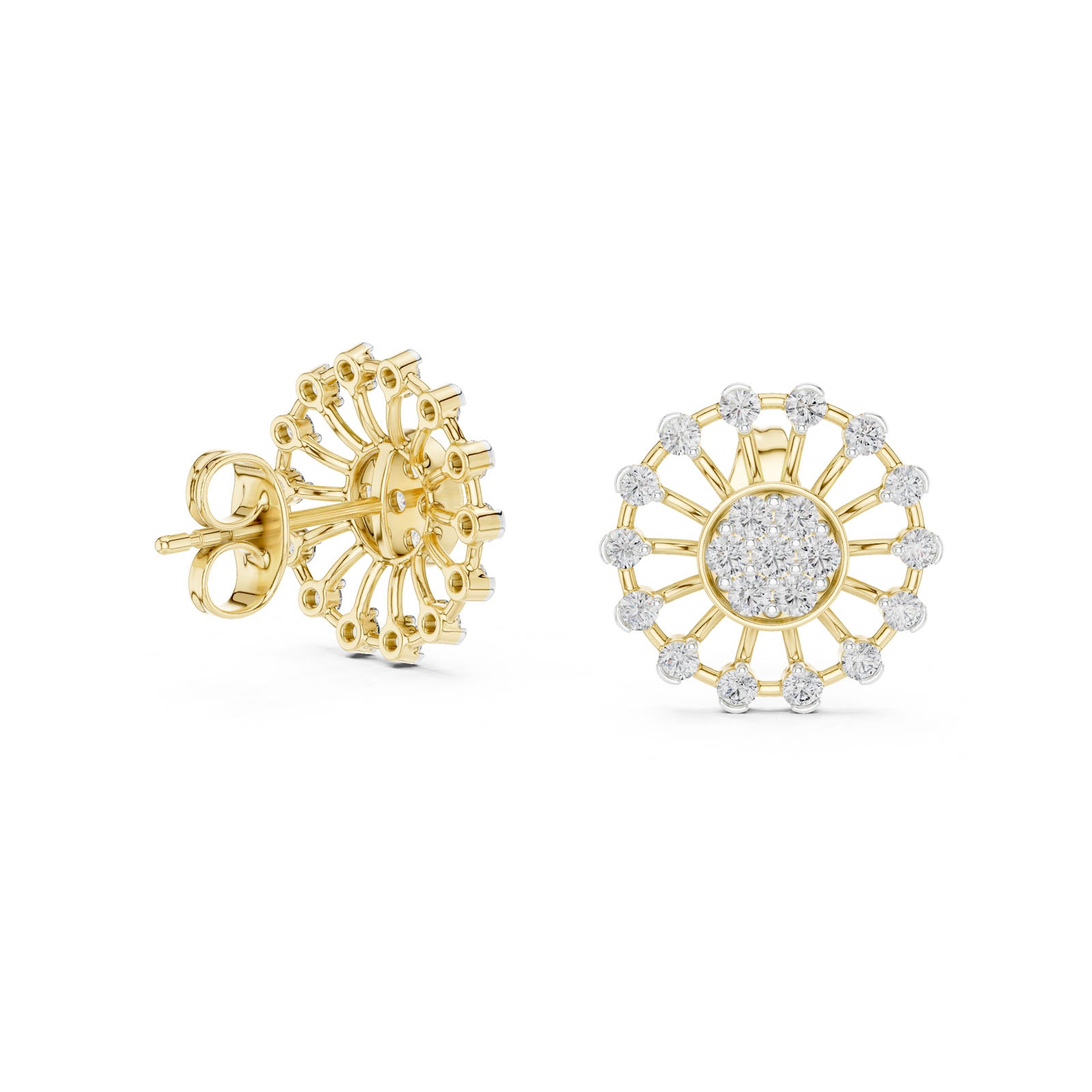 .70 Ct. Sunburst Diamond Earrings (12#10024@E)