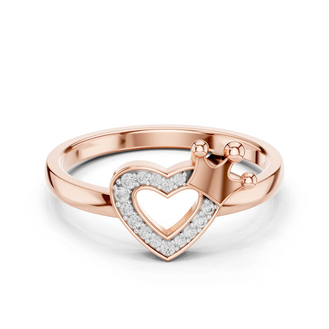 .08 Ct. Heart Diamond Ring with Crown Accent (12#10025@L)
