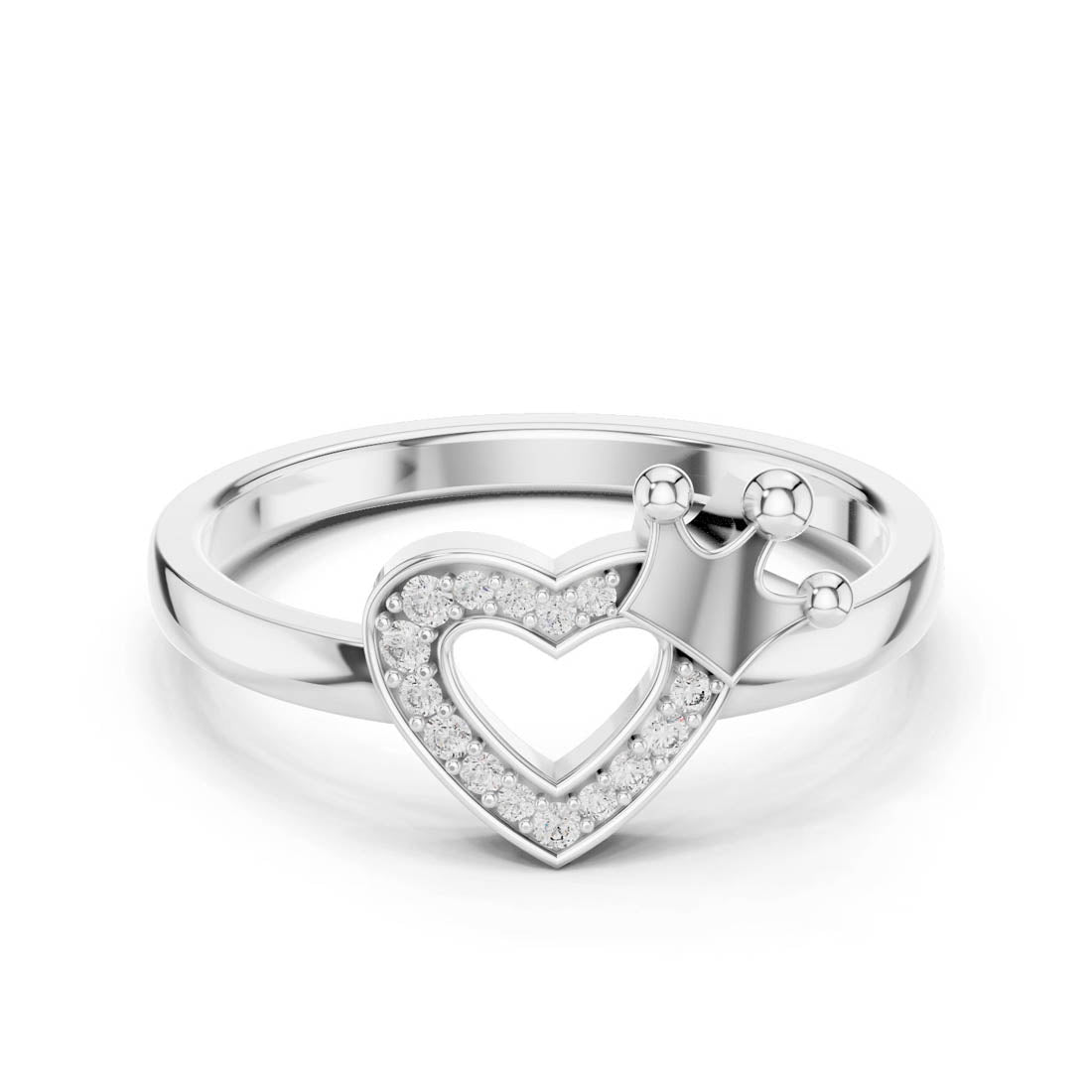 .08 Ct. Heart Diamond Ring with Crown Accent (12#10025@L)