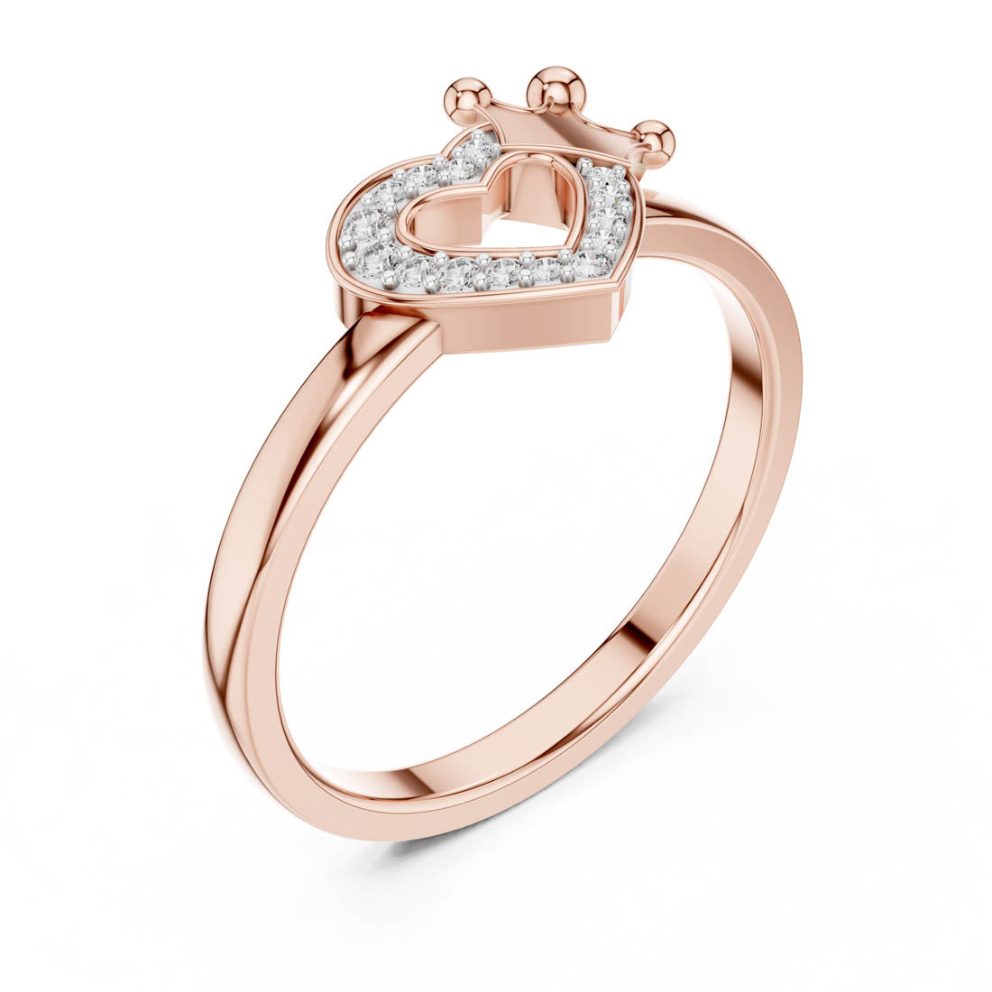 .08 Ct. Heart Diamond Ring with Crown Accent (12#10025@L) 5
