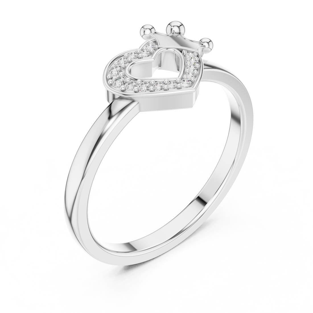 .08 Ct. Heart Diamond Ring with Crown Accent (12#10025@L) 4
