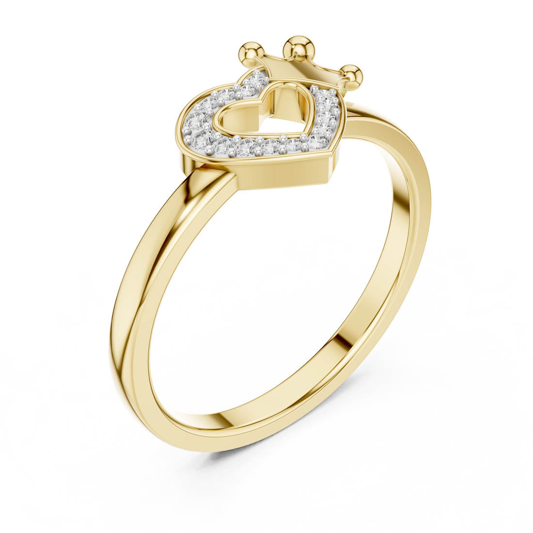 .08 Ct. Heart Diamond Ring with Crown Accent (12#10025@L) 6
