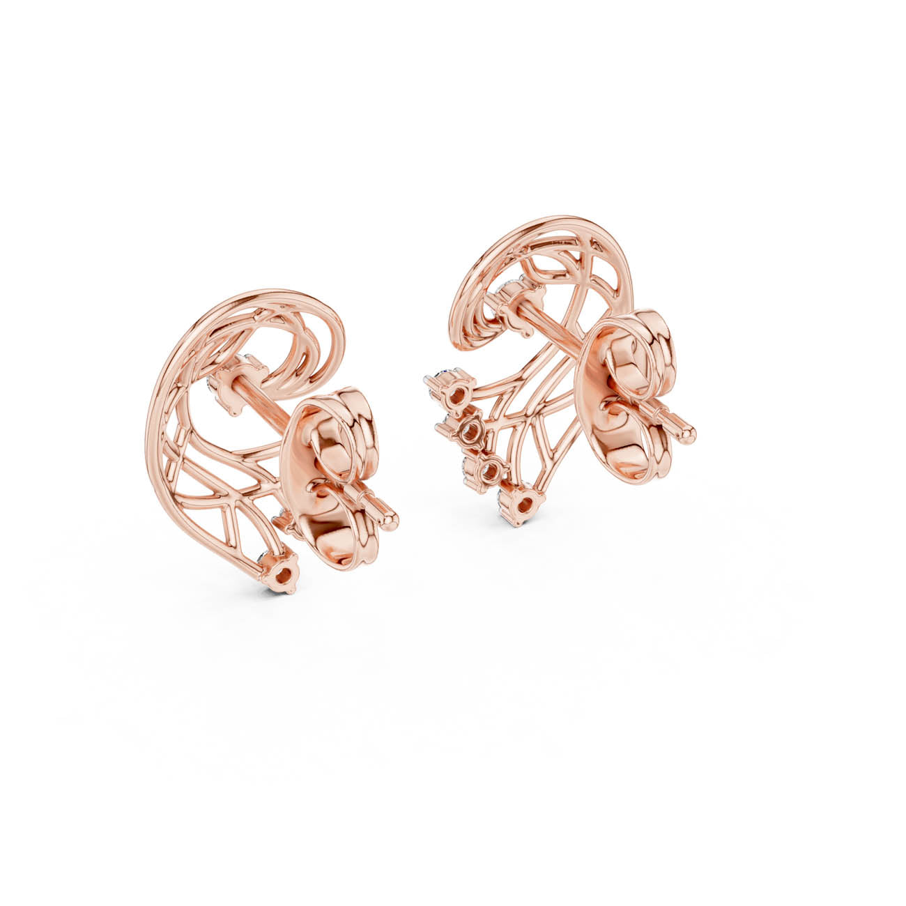 .12 Ct. Abstract Diamond Swirl Earrings with Openwork Design (12#10026@E) 10