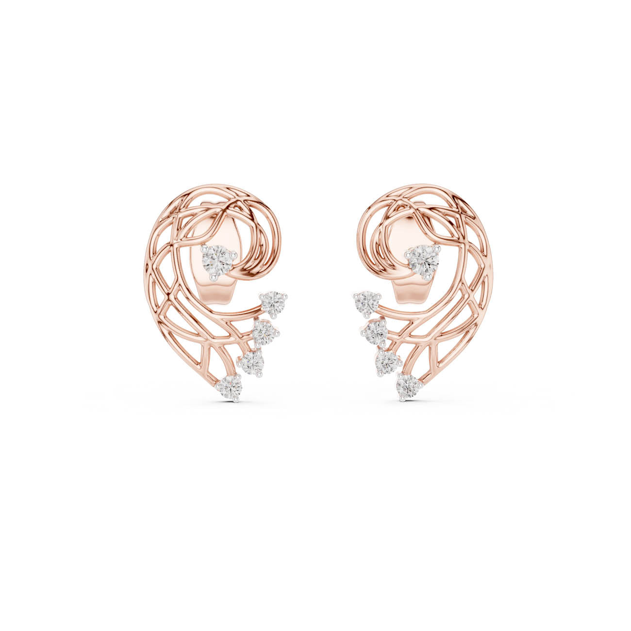 .12 Ct. Abstract Diamond Swirl Earrings with Openwork Design (12#10026@E) 7