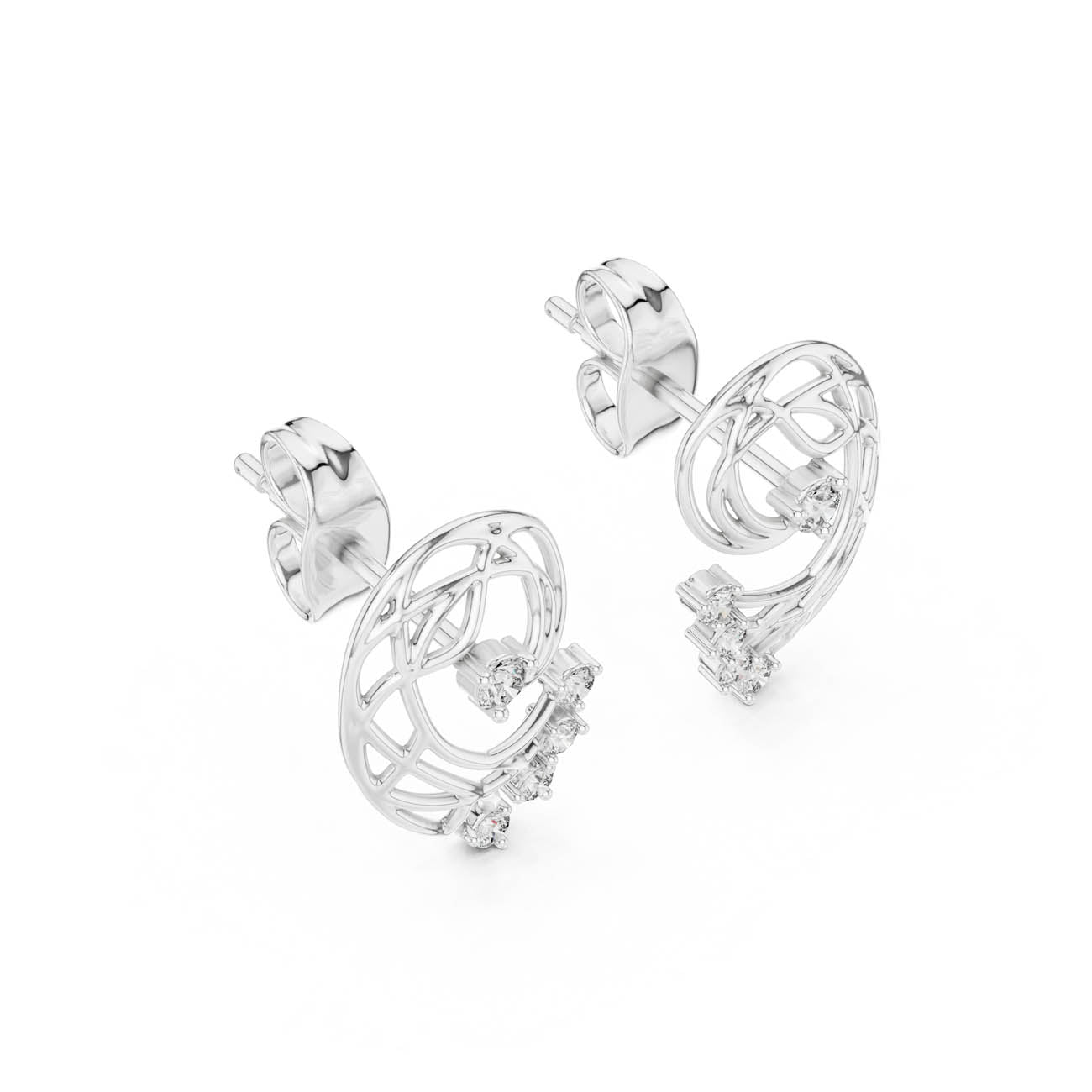 .12 Ct. Abstract Diamond Swirl Earrings with Openwork Design (12#10026@E) 6