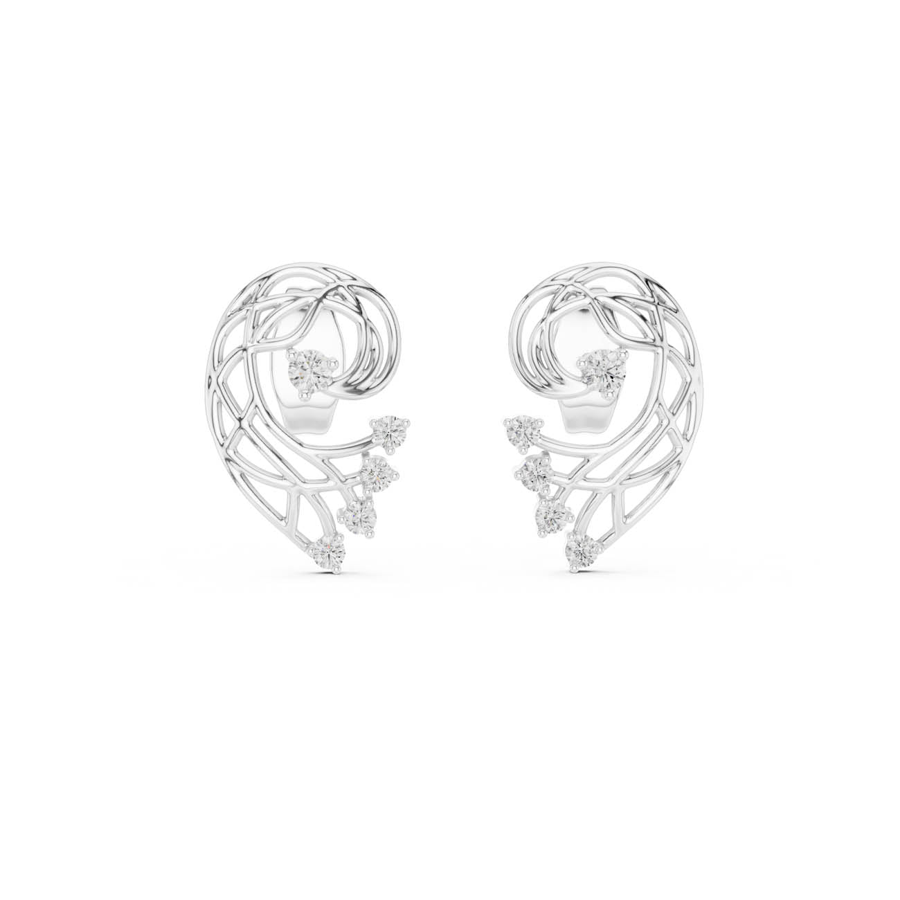 .12 Ct. Abstract Diamond Swirl Earrings with Openwork Design (12#10026@E) 5